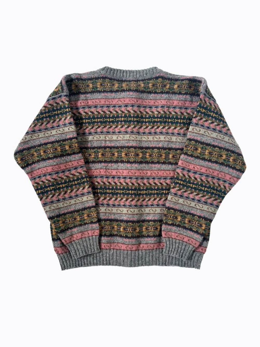 Vtg Woolrich Fair Isle Wool Cardigan Sweater M Gray Chunky Knit Cottagecore Cozy - Picture 6 of 11